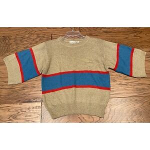 Vintage Regatta Sport Silk Blend Short Sleeve Sweater Women's M Tan Blue Red